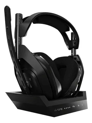 Fone de ouvido over-ear gamer sem fio Astro A50 preto e cinza