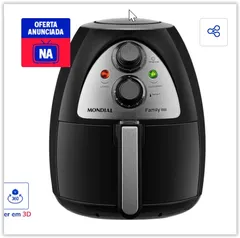 Fritadeira Sem Óleo Air Fryer Mondial Family NAF-03I 4L - Preto e Inox | R$ 349