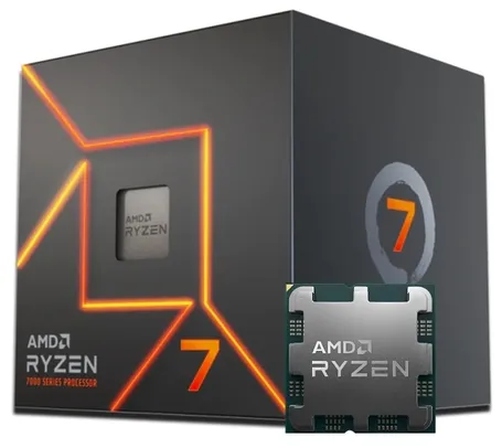 Processador AMD Ryzen 7 7700 3.8GHz (5.3GHz Turbo), 8-Cores 16-Threads, AM5, Com Cooler AMD Wraith Prism