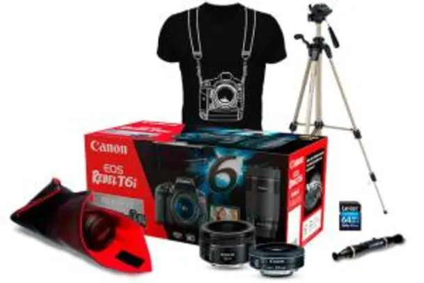 Combo EOS T6i Premium Kit com Tripé R$4.526