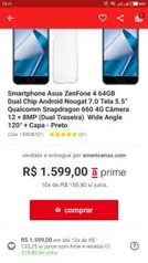 Smartphone Asus ZenFone 4 64GB Dual Chip Android Nougat 7.0 Tela 5.5" Qualcomm Snapdragon 660 4G Câmera 12 + 8MP R$1.279