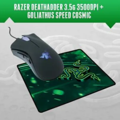 Mouse gamer + mousepad da razor, deathadder 3500 dpi + goliathus speed cosmic edition 270mm x 215mm x 3mm | R$ 133