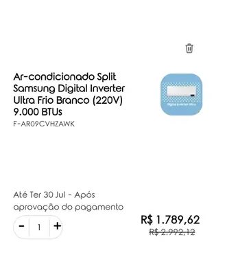 (MEMBERS SAMSUNG) Ar-condicionado Split Samsung Digital Inverter Ultra Frio Branco 9000 BTUs (220V)