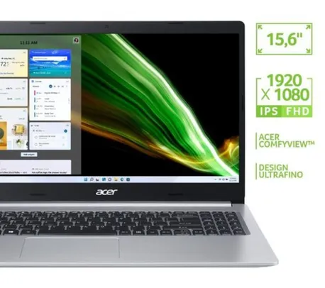 [AME R$2590] Notebook Acer Aspire 5 Ryzen 7-5700U 8G (AMD Radeon RX 640) 512g SSD W11 15,6" FHD IPS