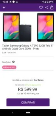 [APP/Reembalado] Tablet Samsung T290 32GB Quad | R$ 599