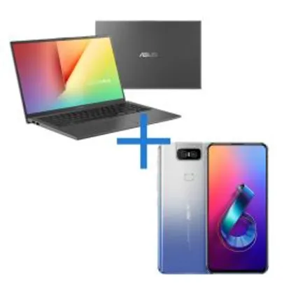 Notebook ASUS VivoBook X512FJ-EJ551T Cinza Escuro + Smartphone ASUS ZenFone 6 8GB/256GB Prata | R$ 5670