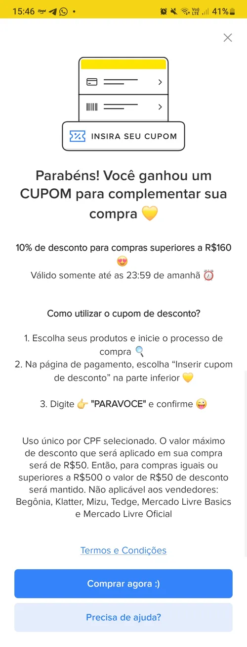 Imagem na descrição da promoção