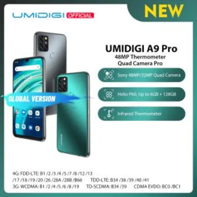 Smartphone Umidigi a9 pro 32/48mp quad câmera 6.3" fhd + versão global R$753