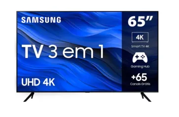 Smart TV 65" UHD 4K Samsung 65CU7700, Processador Crystal 4K, Samsung Gaming Hub