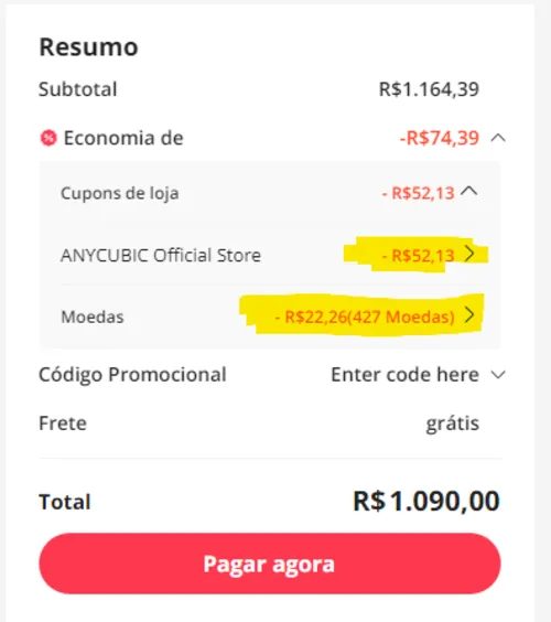 Imagem na descrição da promoção