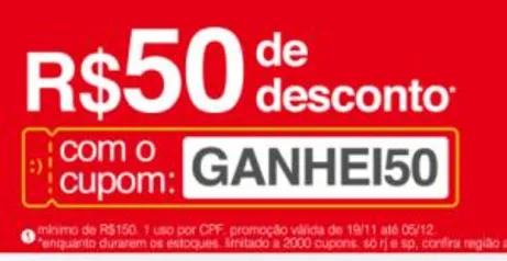 R$50 OFF em compras acima de R$150 no mercado