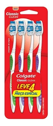 [PRIME/Rec] Escova Dental Colgate Classic Clean (Macia), 4 unidades | R$8