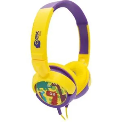 Headphone Kids Dino Amarelo e Roxo Hp300 - Oex