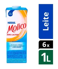 (APP+CARTÃO MAGALU)Kit Leite Desnatado Zero Lactose Molico 1L - 6 Unid