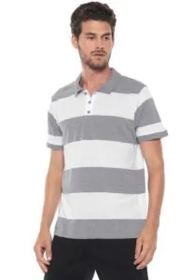 Camisa Polo Luigi Bertolli Reta Listrada Branca/Cinza | R$16