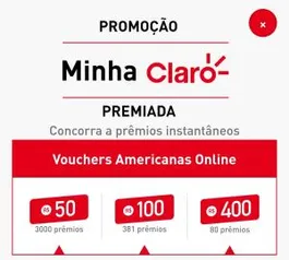 Claro Premiada | Concorra a vouchers para usar na Americanas.com