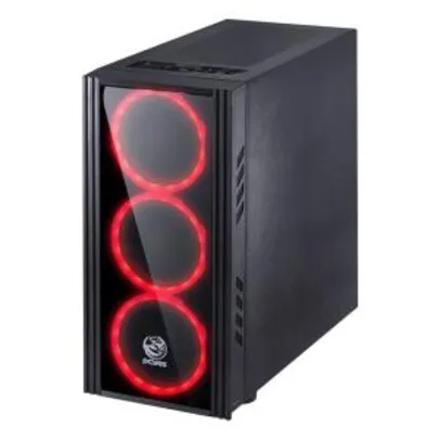 GABINETE PCYES! SATURN MIDTOWER 3XFAN VERMELHO || R$ 286