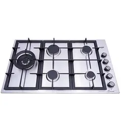 Cooktop A Gás 5 Bocas Com Mesa De Aço Inox Escovado Dako Diplomata Gourmet Bivolt