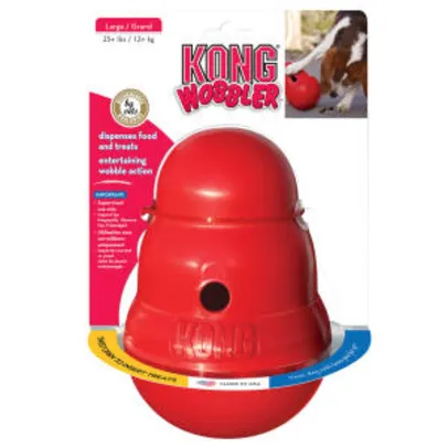 Brinquedo Dispenser para Ração ou Petisco Vermelho Kong Wobbler - P | R$109