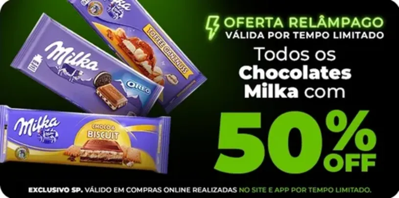 Saindo por R$ 7,25: 50% OFF em chocolates milka | Pelando