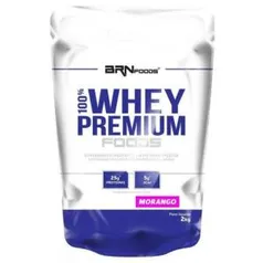 100% WHEY PREMIUM 2KG- BR FOODS NUTRITION - MORANGO - R$100