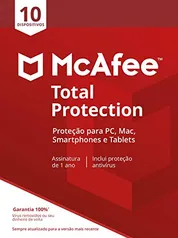 McAfee Total Protection 10 Antivírus – Programa premiado de proteção contra ameaças digitais, progra