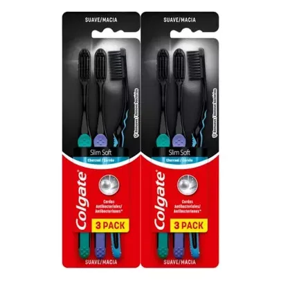 [Rec] [2un] Escova de Dente Colgate Slim Soft Black 6 unid, Modelo: 61031393, Cor: Preto