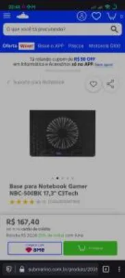 [AME] Base para Notebook Gamer NBC-500BK 17,3" C3Tech | R$147