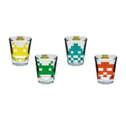 Set 4 Copos Dose Space Invaders - 50ml cada