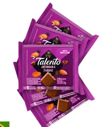 Kit 5 Unidades - Chocolate Talento com Amêndoas e Passas 25g