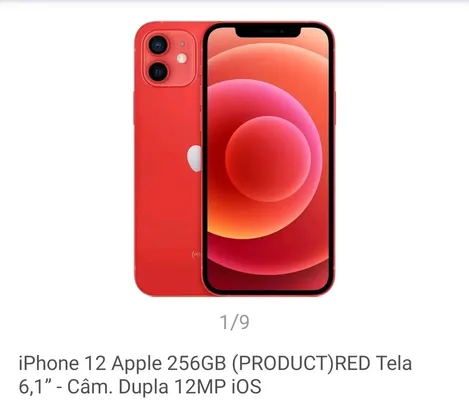 [CLIENTE OURO + MAGALUPAY] IPhone 12 256gb Red | R$ 5735