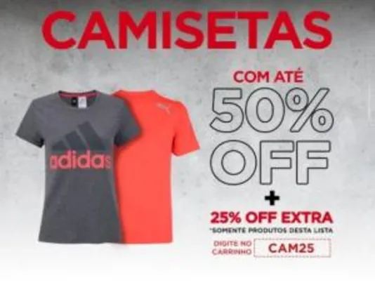 25% OFF em camisetas na Centauro