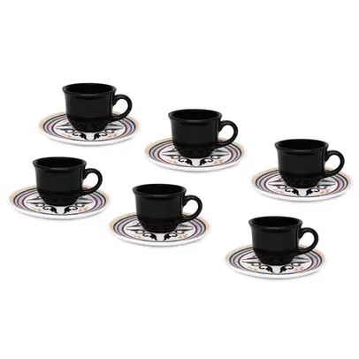 Conjunto de Xícaras para Café Oxford Daily Floreal Luiza com Pires em Cerâmica 75ml – 6 Peças