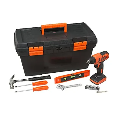 BLACK+DECKER KIT PARAFUSADEIRA/FURADEIRA 12V ÍON LÍTIO C/ 18 ACESSÓRIOS E CX 19"