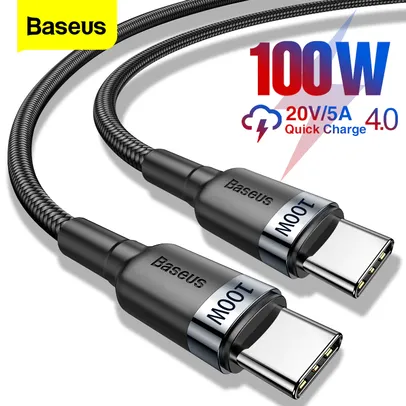 [NOVOS USUÁRIOS] Cabo BASEUS USB-C para USB-C, 100W e 60W | R$10