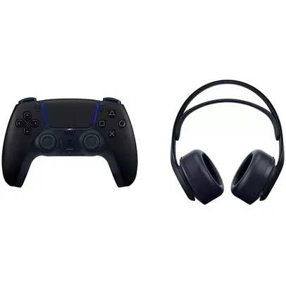 [Ame 620] Controle Dualsense Midnight Black + Headset Pulse 3D Midnight Black