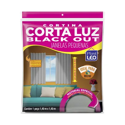 Cortina Plast-Leo Blackout Cinza Vinil 140x140cm