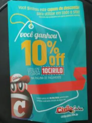 10% OFF em todo o site Cirilo Cabos