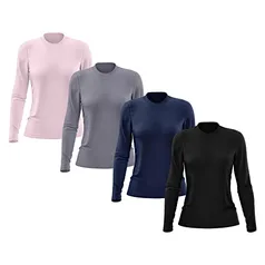 Kit 4 Camisetas Feminina Manga Longa Proteção Solar UV 50, Tamanho M