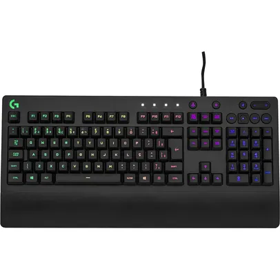 Teclado Gamer RGB Logitech G213 com Layout ABNT2, Controles de Mídia Dedicados, Tecnologia LIGHTSYNC, Durável e Resistente à Respingos 