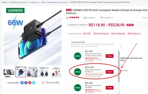 Imagem na descrição da promoção