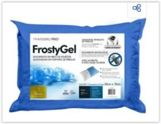 Travesseiro Fibrasca Frio FrostyGel Fibra - Azul | R$ 45