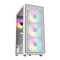 GABINETE ACEGEEK DIAMOND R339, LATERAL DE VIDRO, COM 4 FANS RAINBOW, AG-DIAMOND-R339-WH-I4F