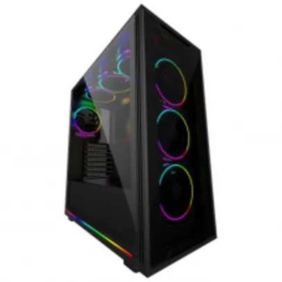 Gabinete Gamer SuperFrame Onyx, ARGB, Mid Tower, Vidro Temperado, E-ATX, Black, Sem Fonte, Com 3 Fans