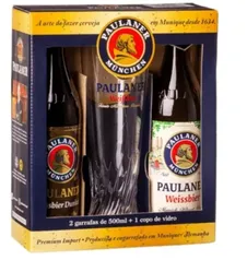 Kit Cerveja Alemã Paulaner Dunkel 500ml + Weissbier 500ml + Copo