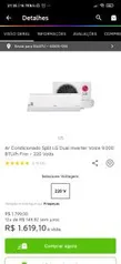 Ar Condi. Split LG Dual Inverter Voice 9000 BTUs Frio 220V | R$1619