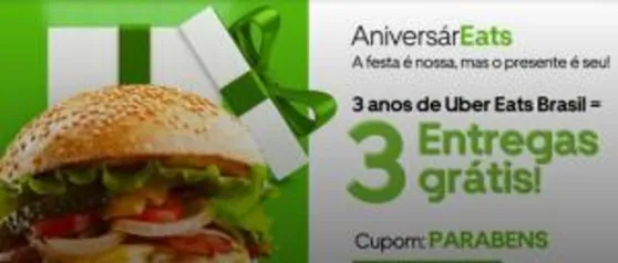 3 entregas grátis no UberEats