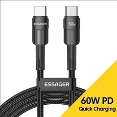 [Já Com Imposto]Cabo Essager 60w C Para C Tipo C Cabo Usb-c Pd Carregador De Carregamento Rápido C