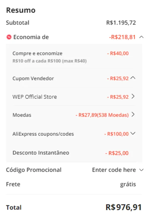 Imagem na descrição da promoção