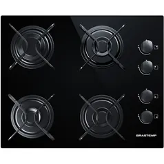 [AME R$330]Cooktop à Gás 4 Bocas Brastemp Ative! BDD61 Preto Vidro - Bivolt